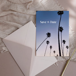 Cartão Postal Malibu Palm Trees ・ Salve a data ・ Boho Blue