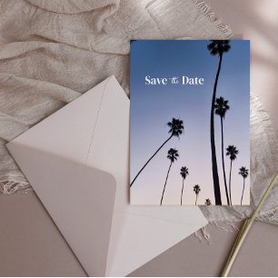 Cartão Postal Malibu Palm Trees ・ Salve a data ・ Boho Blue