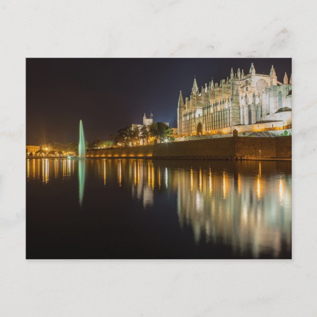 Cartão Postal Mallorca, fotografia noturna de Espanha (Frente)