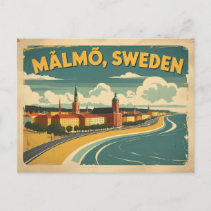 Cartão Postal Malmo Suecia, a moderna Gem Costeira