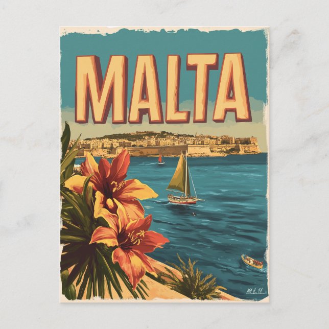 Cartão Postal Malta Vintage (Frente)
