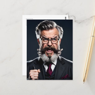 Cartão Postal Maluco professor com barba