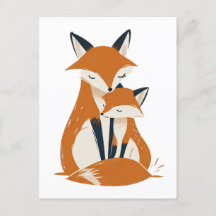 Cartão Postal Mama Fox & Pup Woodland Animal Cuja Cobra