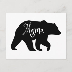Cartão Postal Mama Urso preto e branco
