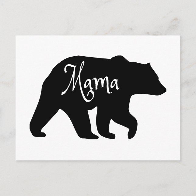 Cartão Postal Mama Urso preto e branco (Frente)
