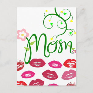 Cartão Postal Mamãe ama Vinhas Floral De Coração Floral Vinhas D