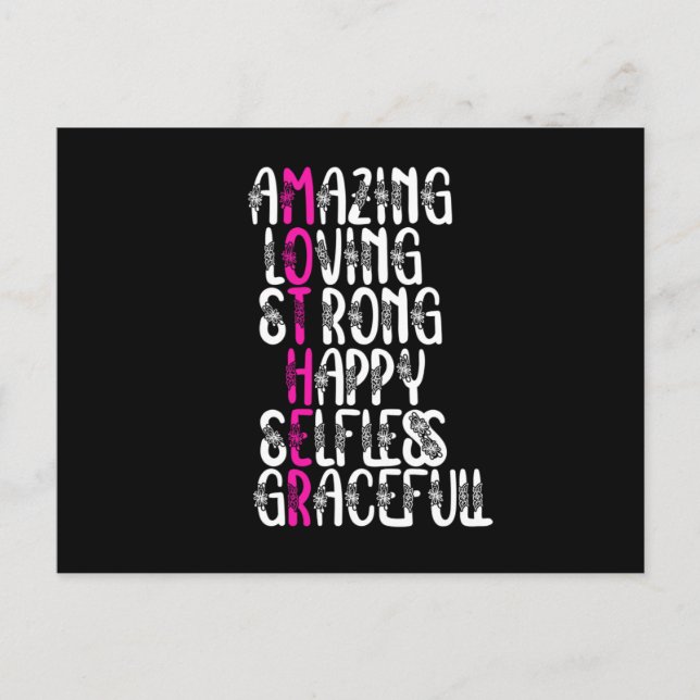 Cartão Postal Mamãe cita palavras adoráveis | DESIGN DIA DE AS M (Frente)