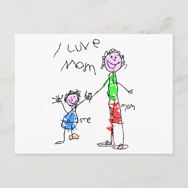 Cartão Postal Mamãe e eu amamos mamãe (Frente)