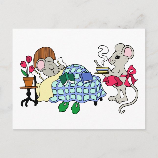 Cartão Postal Mamãe Mouse Cuidando de Criança Doente (Frente)