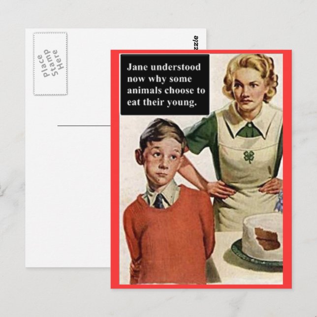 Cartão Postal Mamãe zangada e Bolo arruinado - Engraçada com o V (Frente/Verso)