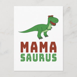 Cartão Postal Mamasaurus Dinossauro Tyrannosaurus Rex Dia das Mã