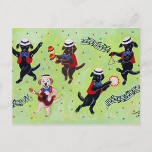 Cartão Postal Mambo Labrador Musicians Painting