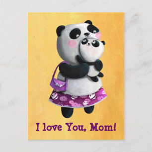 Cartão Postal Mamma Panda com seu filho