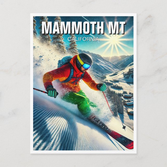 Cartão Postal Mammoth Mountain California Skiier (Frente)