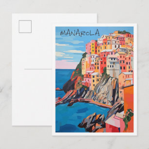 Cartão Postal Manarola Ligúria Itália Viagem