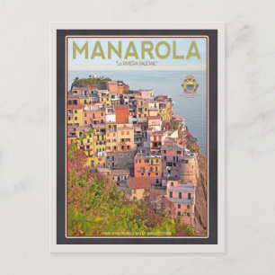 Cartão Postal Manarola Vineyard Sunset - Em Preto