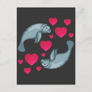 Cartão Postal Manateio apaixonado por animais Dias de os namorad