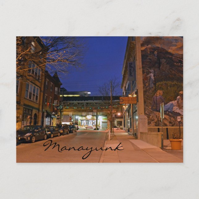 Cartão Postal Manayunk, placa de Posto PA (Frente)