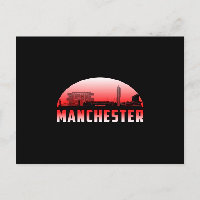 Cartão Postal Manchester City Cityscape Skyline Funny Idea (Frente)