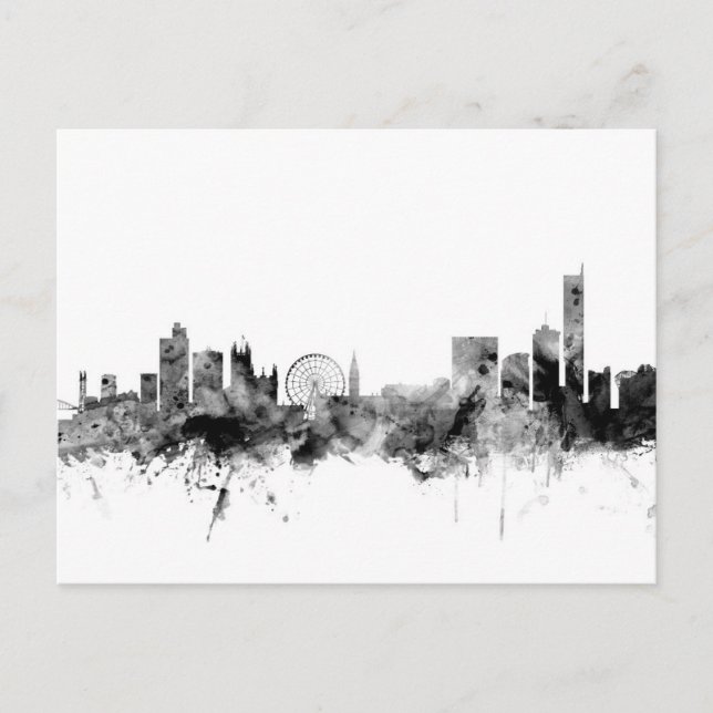 Cartão Postal Manchester England Skyline (Frente)