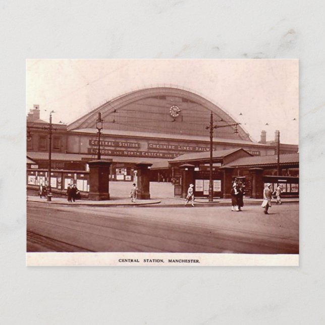 Cartão Postal Manchester, Estação Central (Frente)