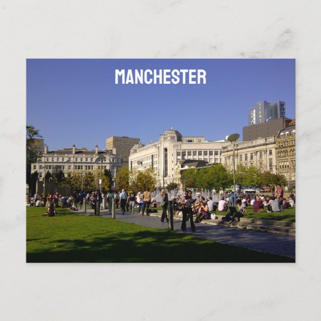 Cartão Postal Manchester Piccadily Gardens (Frente)