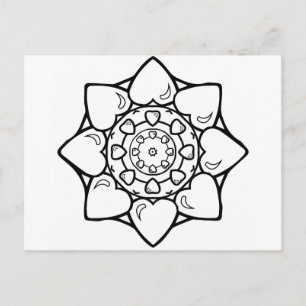 Cartão Postal Mandala 36 corações