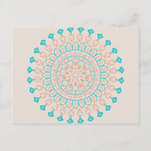 Cartão Postal Mandala abstrata das cores Pastel