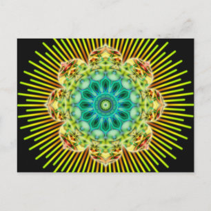 Cartão Postal Mandala amarelo verde   preto