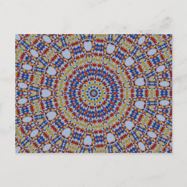 Cartão Postal Mandala azul amarelo (Frente)