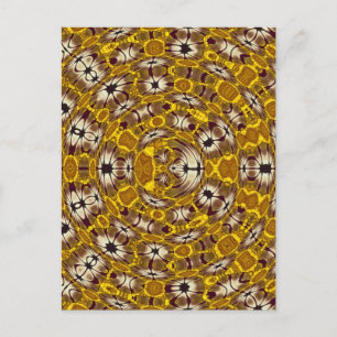 Cartão Postal Mandala Boho Padrão Floral Dourado