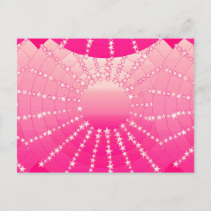 Cartão Postal Mandala com Estrelas - gradiente de cetim rosa e f