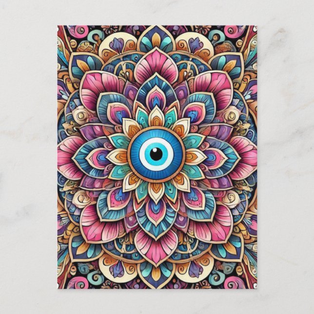Cartão Postal Mandala com olho gordo (Frente)