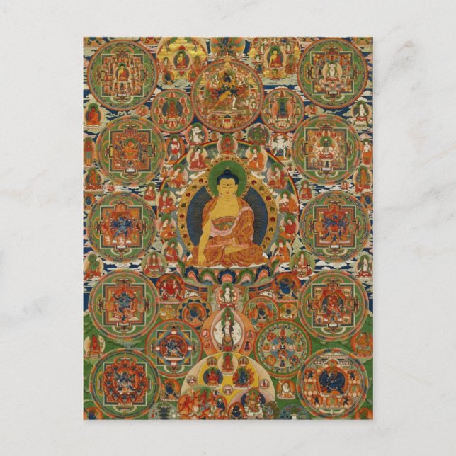 Cartão Postal Mandala completa pintada Bhutanese (Frente)