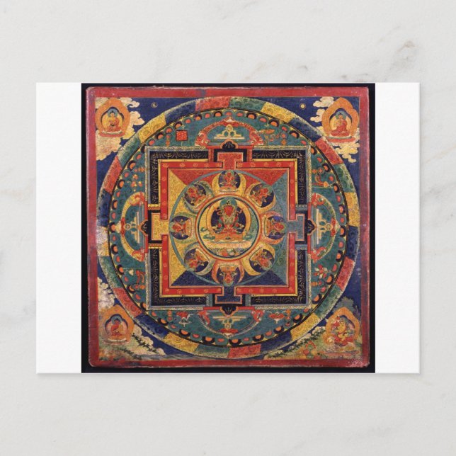Cartão Postal Mandala de Amitayus. Escola tibetana do século XIX (Frente)