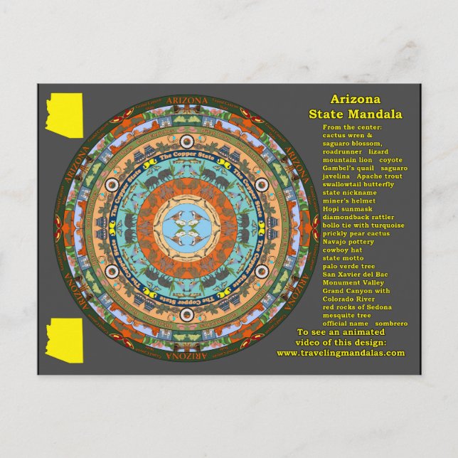 Cartão postal Mandala de Estado de arizona (Frente)