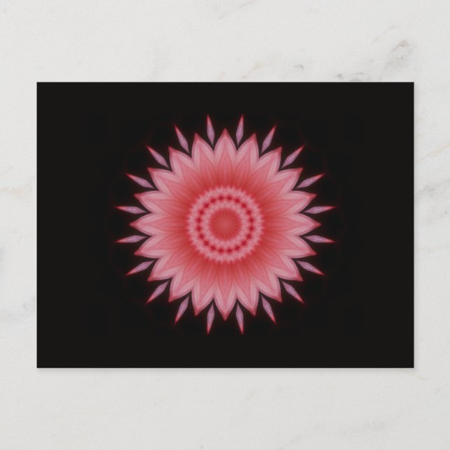 Cartão Postal Mandala de Flores em Rosa (Frente)