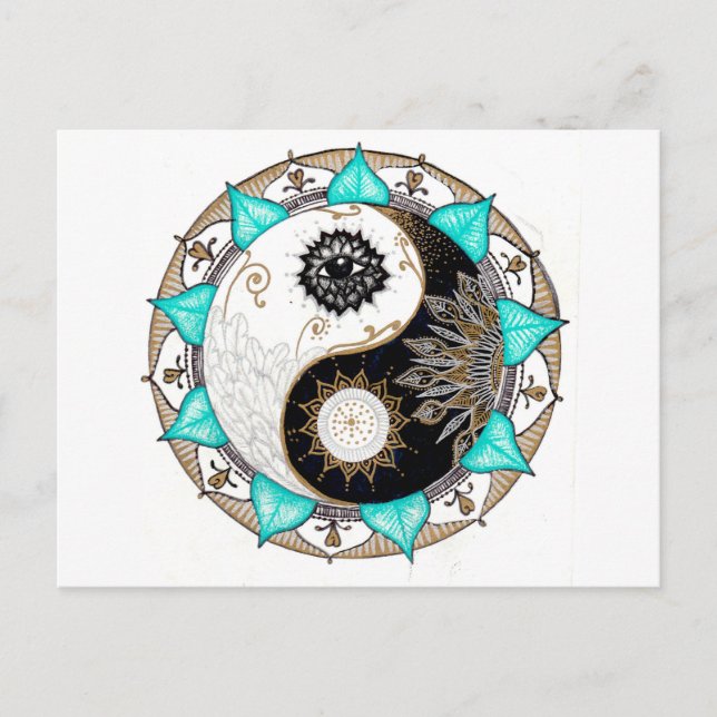 Cartão Postal Mandala de Yin Yang (Frente)