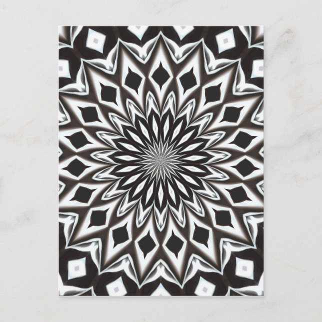 Cartão Postal Mandala Decorativa Preto e Branco (Frente)