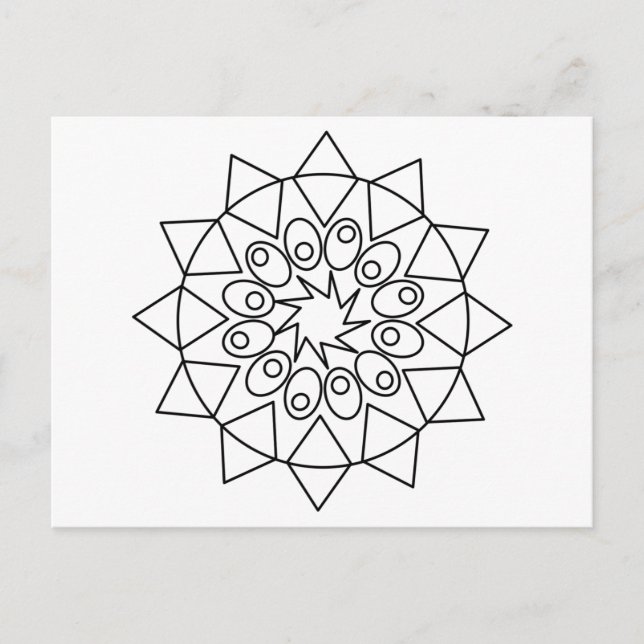 Cartão postal - Mandala Delicada para Colorir (Frente)