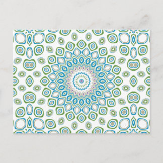 Cartão Postal Mandala do Oceano em Azul, Cinza e Branco