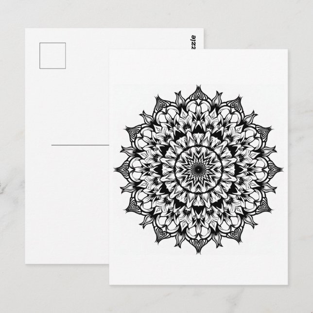 Cartão Postal Mandala em branco (Frente/Verso)