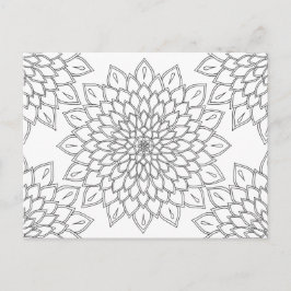 Cartão Postal Mandala Floral Dhalia Padrão Corante Adulto