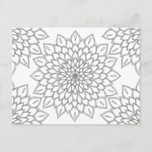 Cartão Postal Mandala Floral Dhalia Padrão Corante Adulto