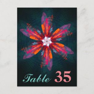 Cartão Postal Mandala Floral Flores Laranja Vermelho Azul Abstra
