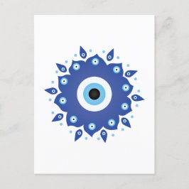 Cartão Postal Mandala Grego Mau Azul Branco