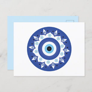 Cartão Postal Mandala Grego Mau Azul Branco