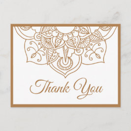 Cartão Postal Mandala Obrigado Brown Boho Indiano Casamento Mode