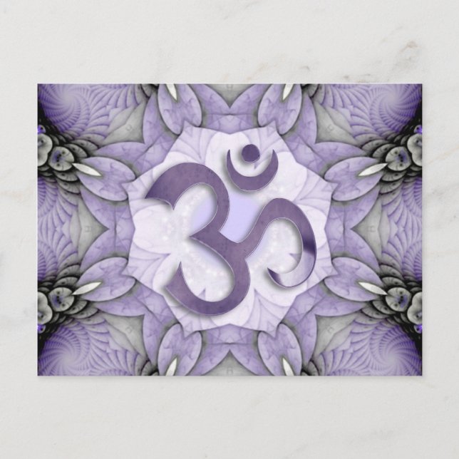 Cartão Postal MANDALA OM - violeta (Frente)