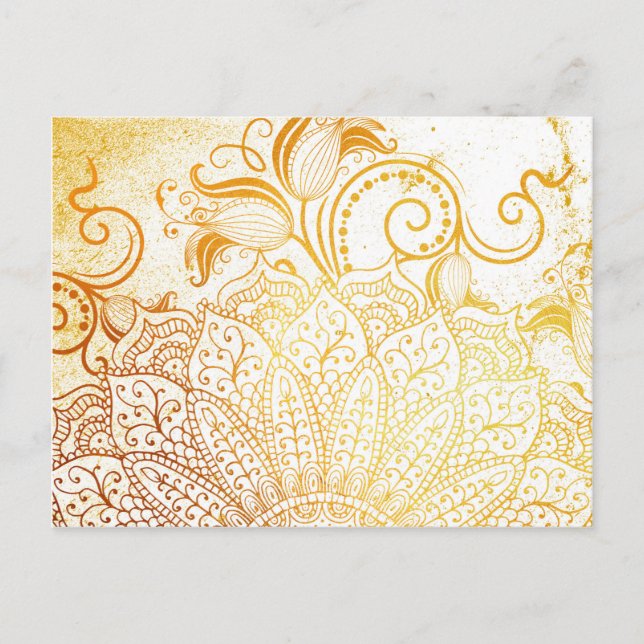 Cartão Postal Mandala - Pincel dourado (Frente)